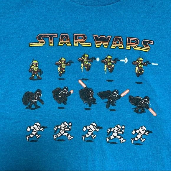 Star Wars Blue Short Sleeve Tee Shirt Boy’s 7 Medium Top TShirt Summer Jedi - Picture 3 of 8